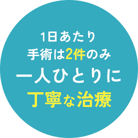 1日あたり手術は2件のみ 一人ひとりに丁寧な治療